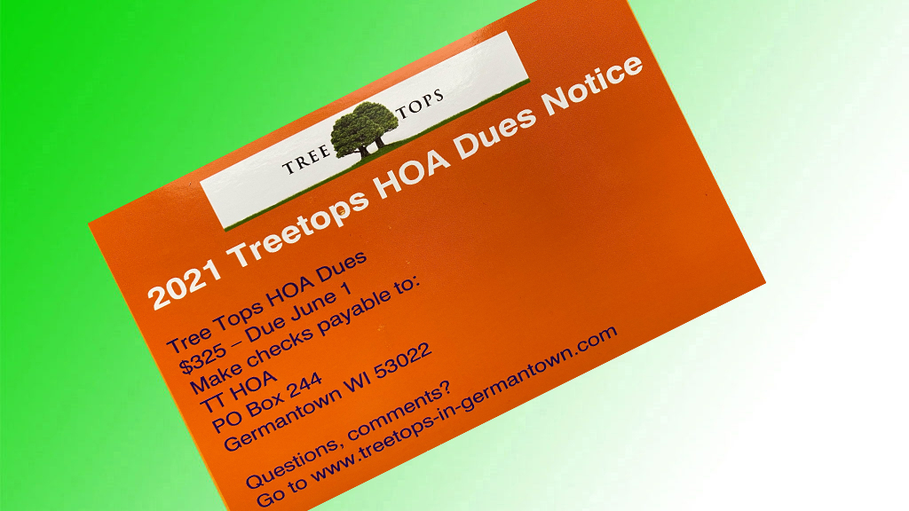 Dues Are Due June 1 Tree Tops Homeowners Association